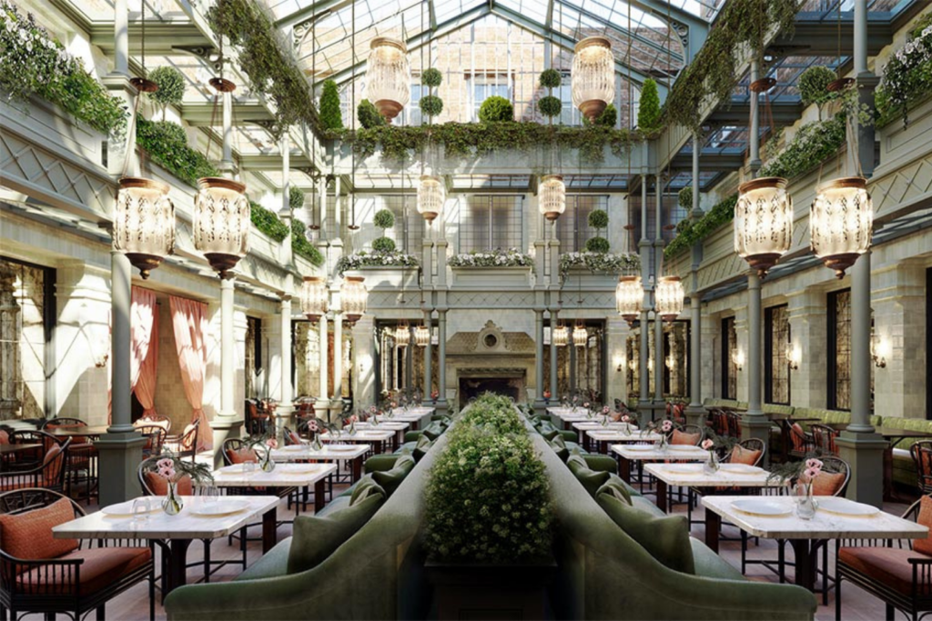 An artist's rendering of one of the new restaurant in NoMad hotel, London