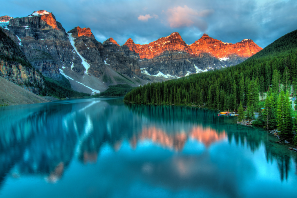 Travel inspiration: The rocky mountains reflected in a lake in Canada