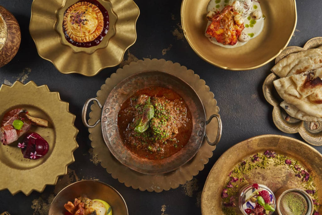 Plates of food served at Kanishka, 