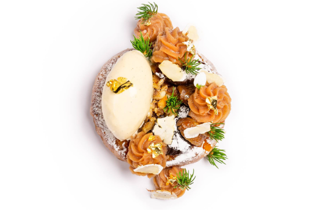 CORE by Clare Smyth Mont Blanc pain perdu with chestnut, pine and vanilla.