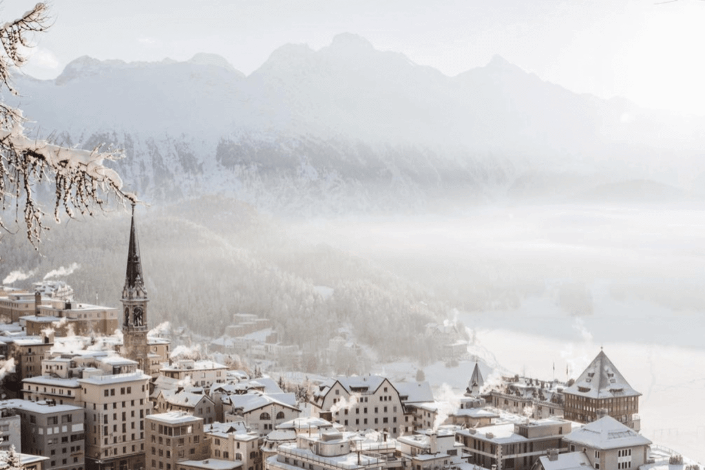 Village covered in snow